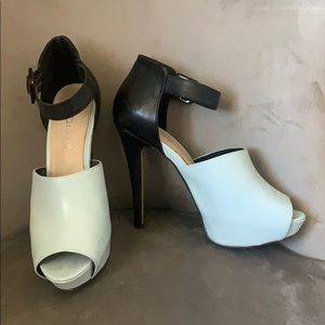 Baby Blue and Black Aldo Heels